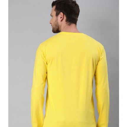 Men's Plain Round Neck T-shirt - Yellow