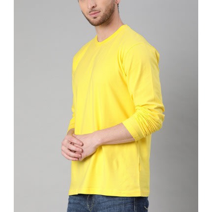 Men's Plain Round Neck T-shirt - Yellow