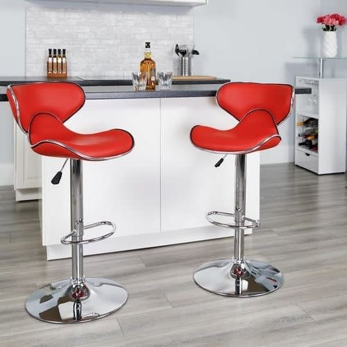 360° Swivel Comfy Bar Stool - Set Of 2 - Red