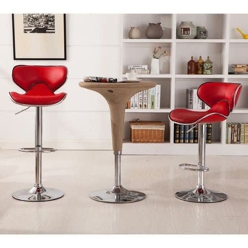 360° Swivel Comfy Bar Stool - Set Of 2 - Red