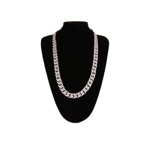 Fashion Front Men's Cuban Iced Out Chain-silver