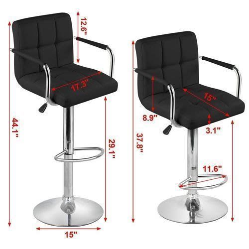 Leather Bar Stool With Armrest - 2pcs