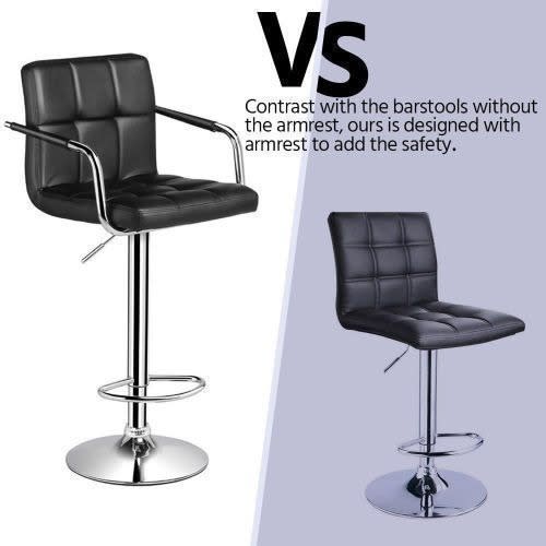 Leather Bar Stool With Armrest - 2pcs