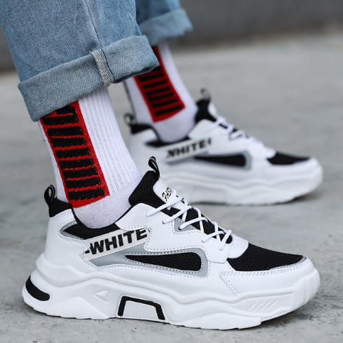 Light-weight Unique Sneakers - Black And White