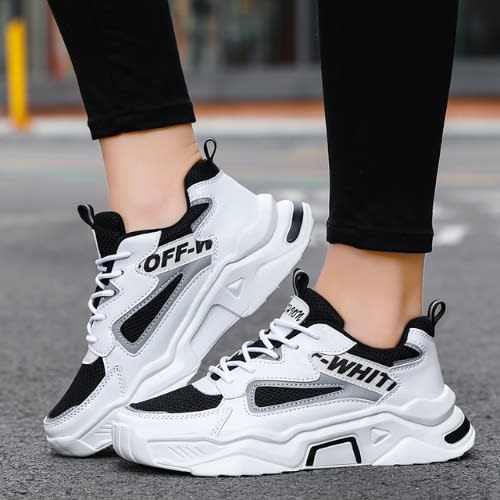Light-weight Unique Sneakers - Black And White