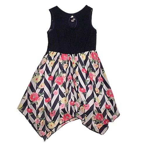 Girls Colourful Sleeveless Dress - Multicolour