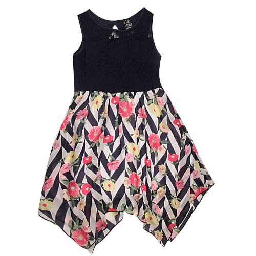 Girls Colourful Sleeveless Dress - Multicolour