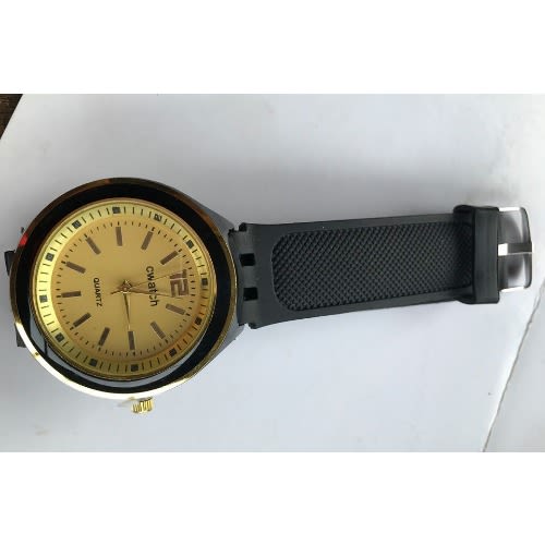 Rubber Strap Men's Black Wrist Watch