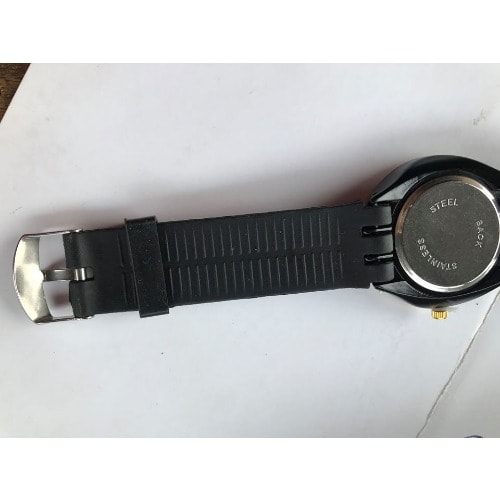 Rubber Strap Men's Black Wrist Watch