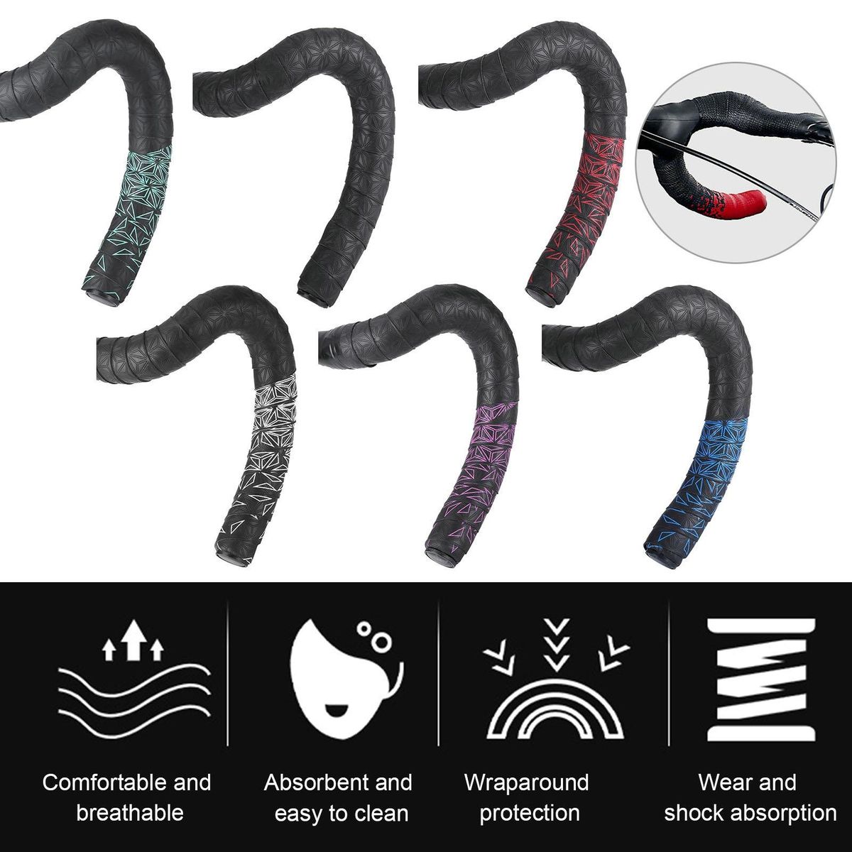 Durable Handlebar Grip Tape Ride Comfort Anti-slip Leather for Road Green