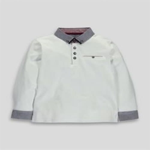 Boys White Long Sleeved Party Polo -15years