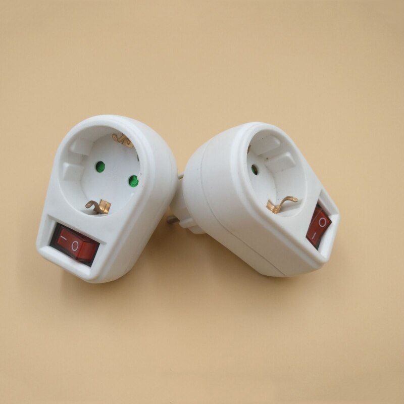 4.8 MM EU Plug European Standard Power Adapter 250V 16A ,Changeover Switch Adaptor Socket With ON OF With Child Safety Lock