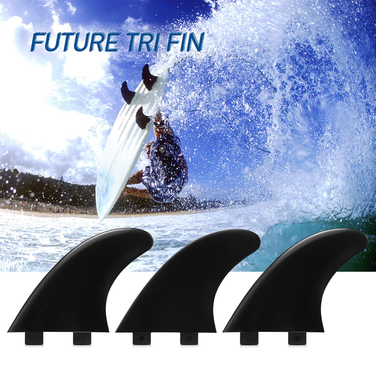 3PCS Surfboard Fin Thrusters Fins Fiberglass Nylon Surf