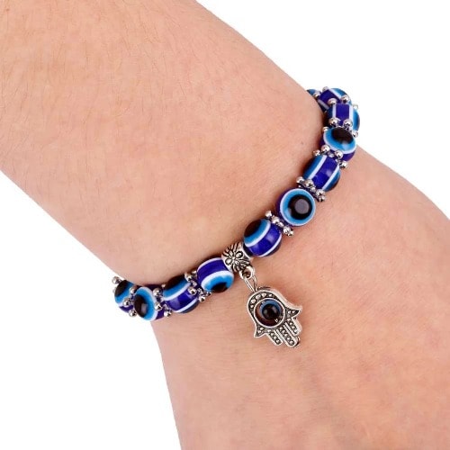 Silver Blue Hand Bracelet