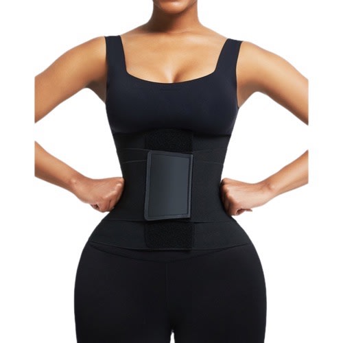 Fitness Thermal Waist Belt & Band With Velcro Closure - Black