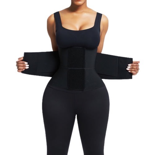 Fitness Thermal Waist Belt & Band With Velcro Closure - Black