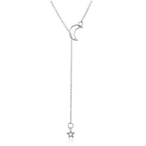 Non Tarnish Necklace -  Moon And Star Pedant - Silver