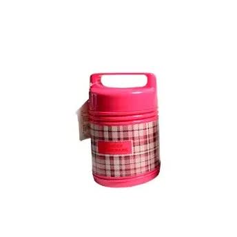 Plaid Top Handle Food Flask - Pink