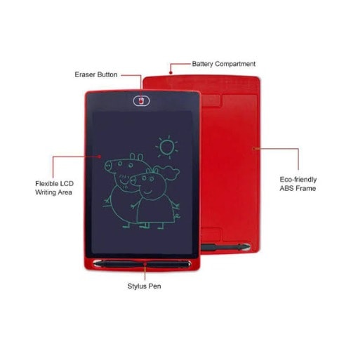 8.5" Kids Electronic LCD Writing Tablet + Free Stylus Pen - Red