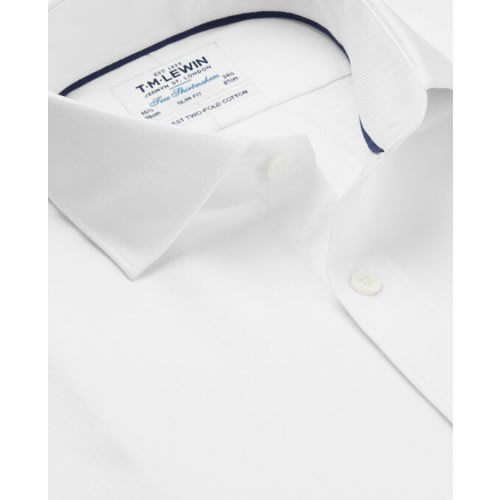 Slim Fit White Twill Double Cuff Shirt