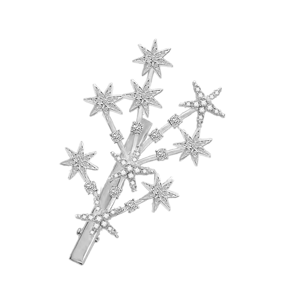 Duck-Bill Hairpin Rhinestones Hair Pin Hair Barrettes Clip Silver
