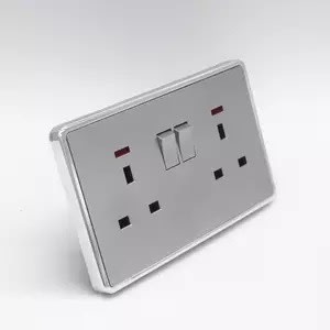 Polished Chrome Double Electric 13a 2-gang Socket With Neon