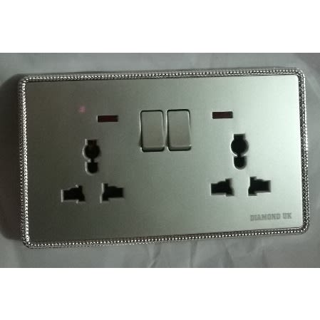 Polished Chrome Double Electric 13a 2-gang Socket With Neon