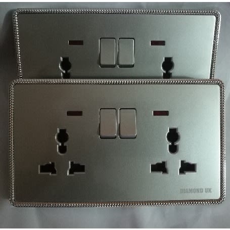 Polished Chrome Double Electric 13a 2-gang Socket With Neon