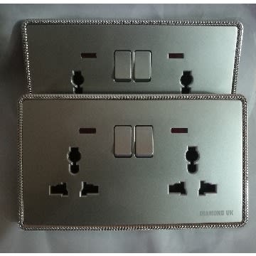 Polished Chrome Double Electric 13a 2-gang Socket With Neon