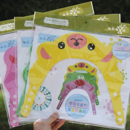 Adjustable Funny Cartoon Baby Shower Cap - Green