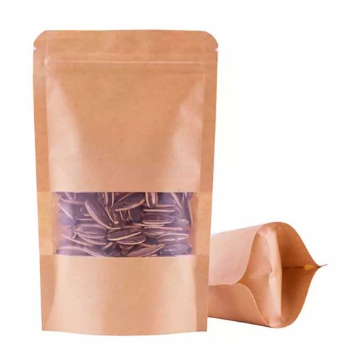 Kraft Bags With Window Stand Up Ziplock Seal Resealable Bag