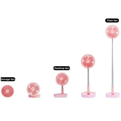 Foldable Rechargeable Telescopic Usb Fan - 6"  - Pink