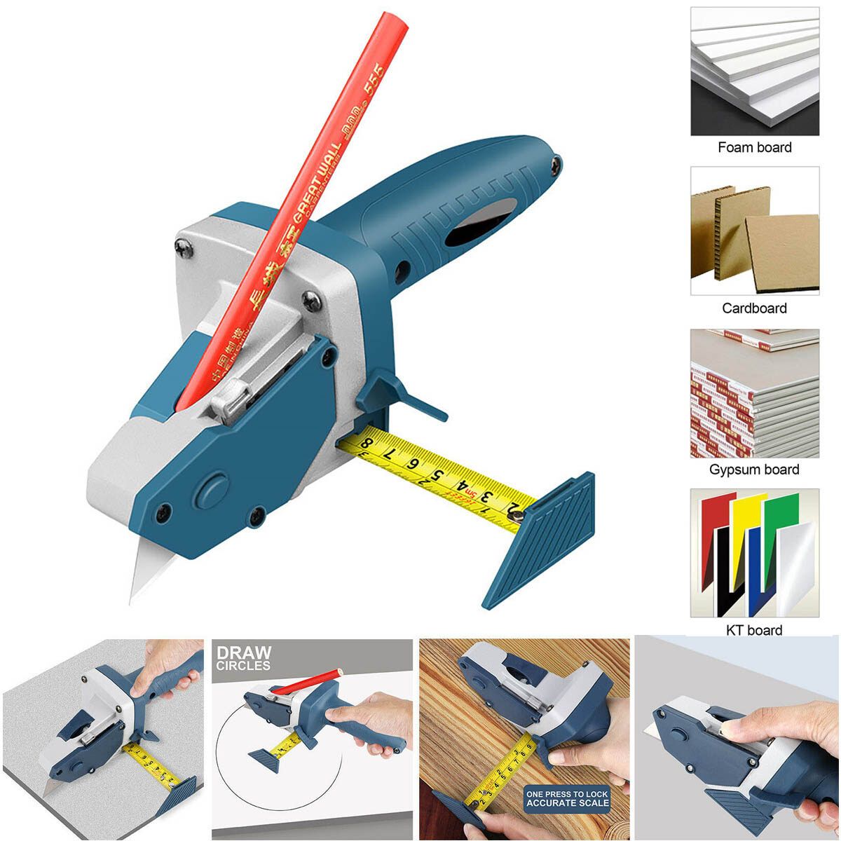 Drywall Artifact Tool Manual Portable Gypsum Board Tool With Measuring Tape And Utility