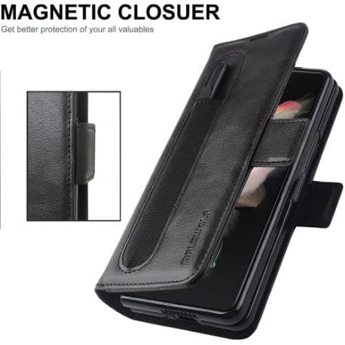 Full Cover Leather Flip Wallet Case For Samsung Galaxy Z Fold 3 With S Pen Holder
