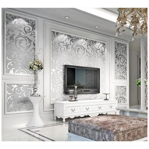 Adore Decor Glittering Silver Grey Wallpaper - 5.3 Sqm
