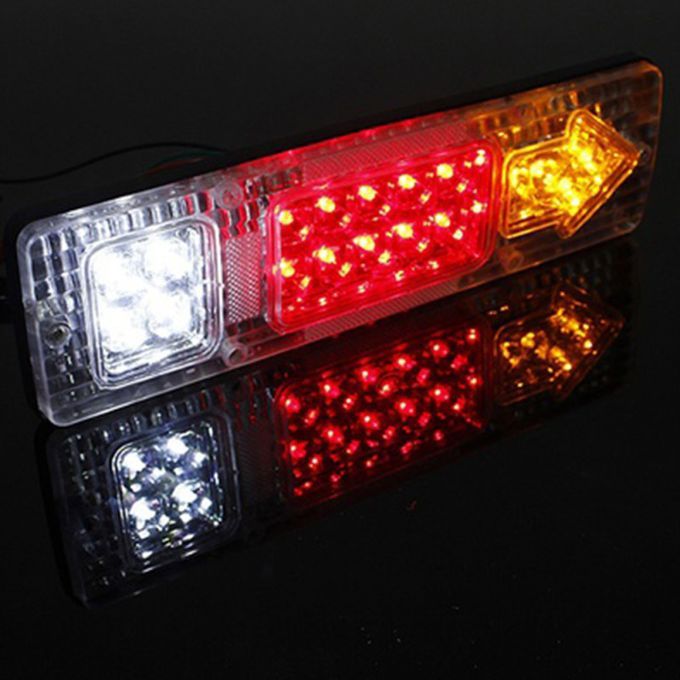 2Pcs 12V 19 LED Rear Tail Stop Reverse-Clear + Yellow + Red