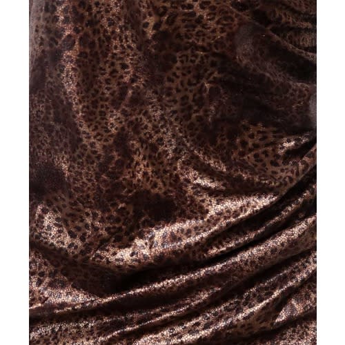 Ruched Side Zip Leopard Print Tube Dress- Brown