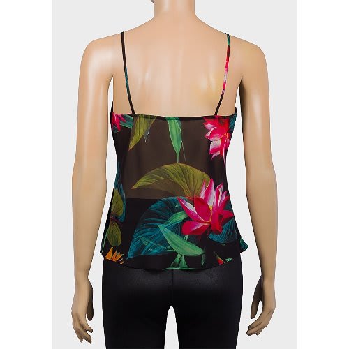 Ladies Cowl Neckline Light Chiffon Floral Camisole