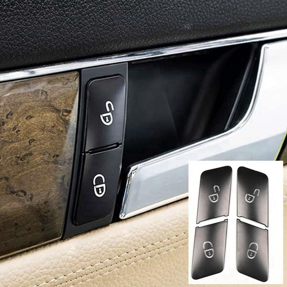 4Pcs Car Door Seat Memory Lock Switch Button Stickers Cover Trim for Mercedes Benz C E Class GLK GL ML W204 Accessories