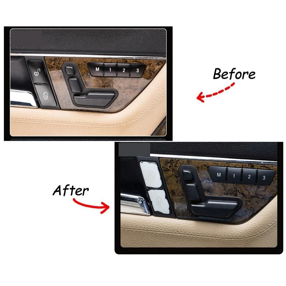 4Pcs Car Door Seat Memory Lock Switch Button Stickers Cover Trim for Mercedes Benz C E Class GLK GL ML W204 Accessories