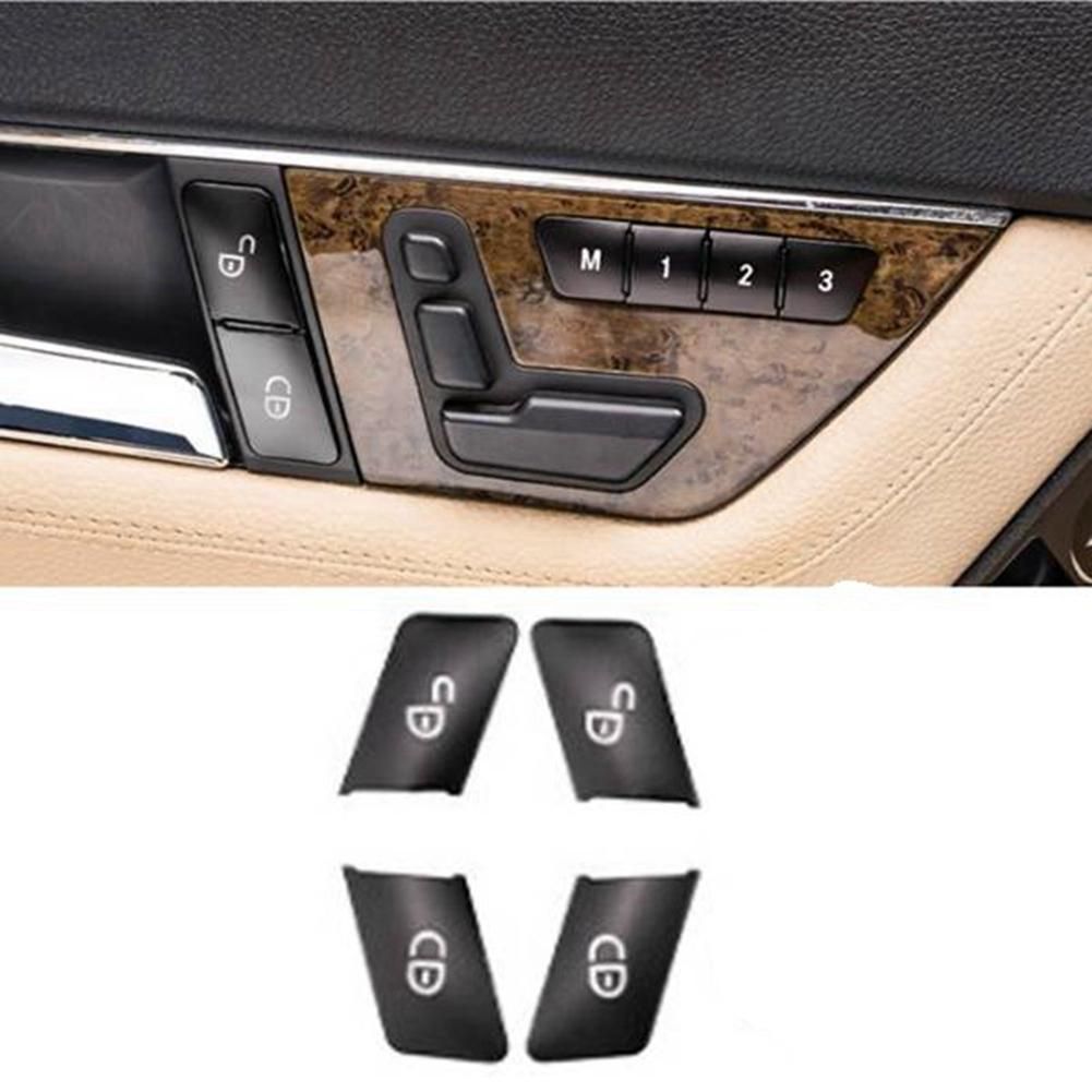 4Pcs Car Door Seat Memory Lock Switch Button Stickers Cover Trim for Mercedes Benz C E Class GLK GL ML W204 Accessories