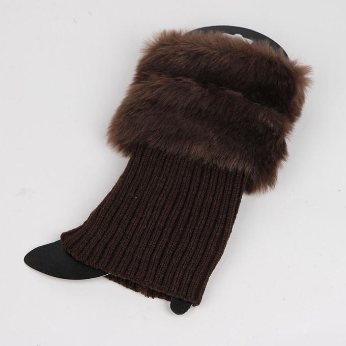 Fluffy Knit Boots Cuff  Trim Toppers Leg Warmer Boot Sock Coffee