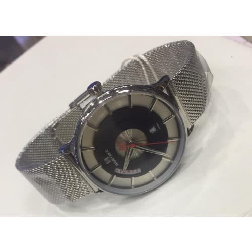 Men's Day Date Luxury Bracelet Silver Black Wrist Watch