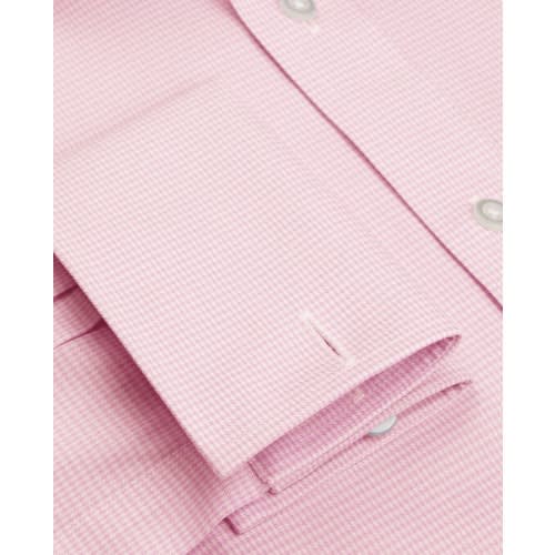 Non-iron Regular Fit Pink Micro Dogtooth Shirt – Double Cuff