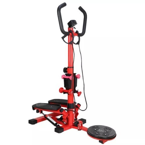 Upright Stepper With Handle, Dumbbells And Display Monitor