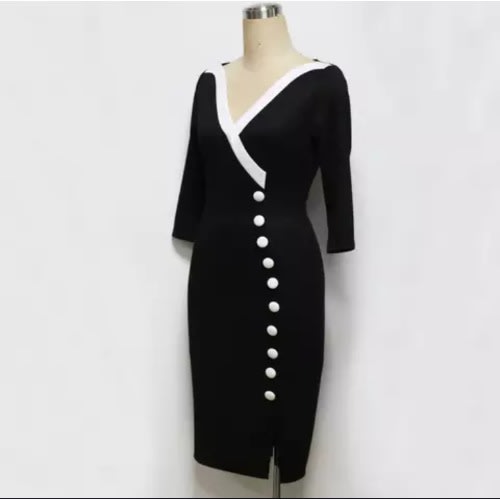 V-neck Side Bottom Line Bodycom Dress