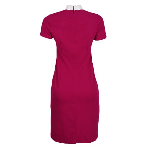 White Bow Necktie  Dress - Pink Magenta