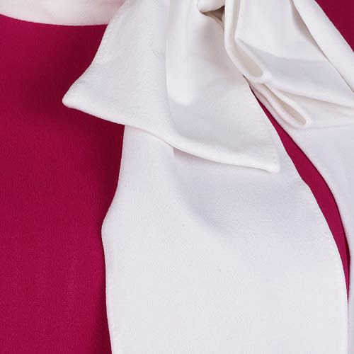 White Bow Necktie  Dress - Pink Magenta