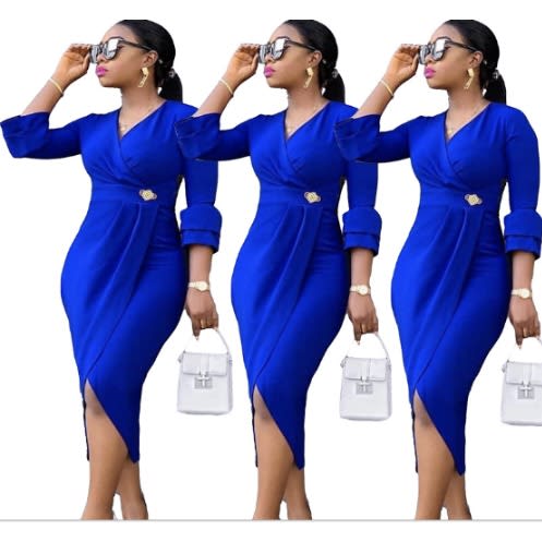 Ladies' V-neck Sleeve Wrap Dress