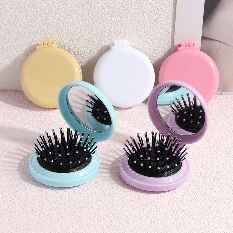 7pcs Folding Travel Mirror Hair Brush, Mini Hair Comb, Massage Comb for Girls